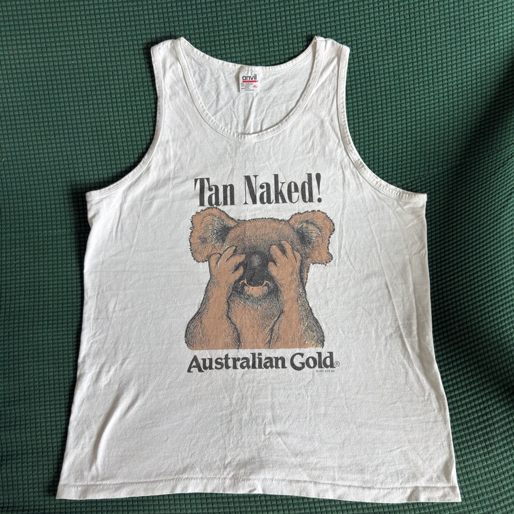 Vintage Anvil White Cotton Tank Top